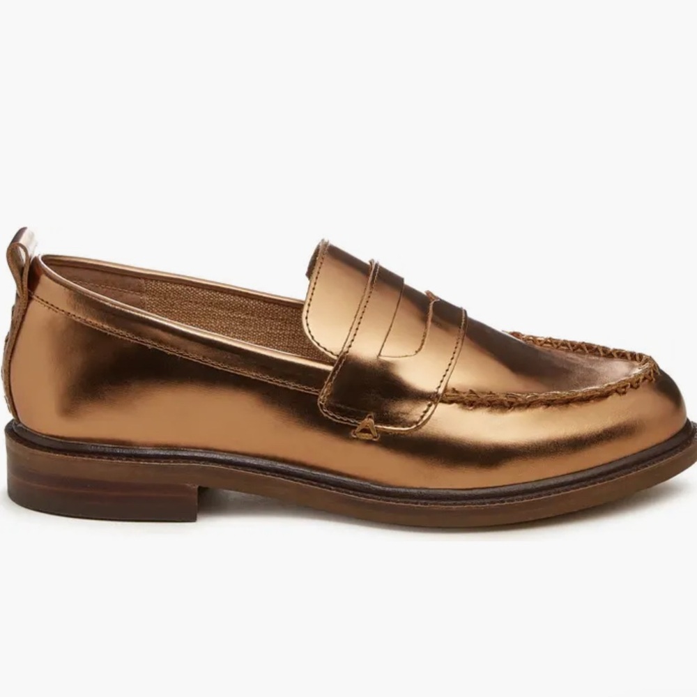 New nwot Kelsi Dagger Lens metallic bronze penny loafers - Picture 4 of 12